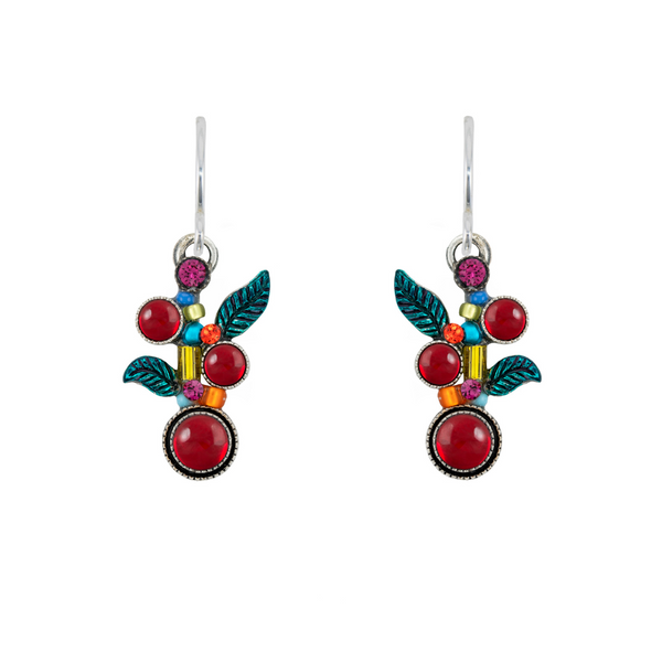 Firefly: Scallop Red Berries Earrings (E475)