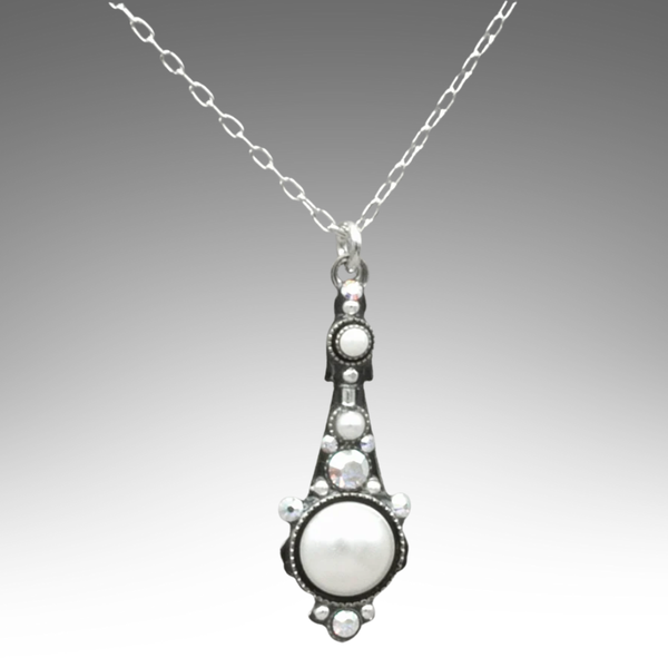 Firefly: Beach Glass Pearls Long Drop Pendant (9256)