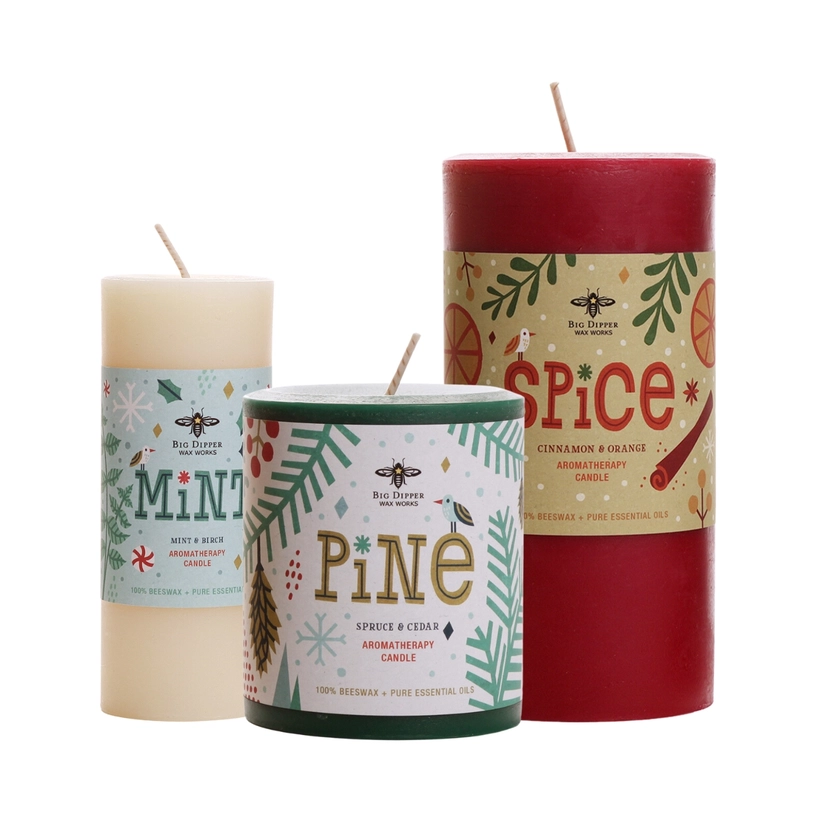 Big Dipper Waxworks: Holiday Aromatherapy Pillar Candle