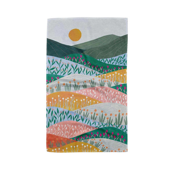 Geometry: Sunrise Mountains Tea Towel