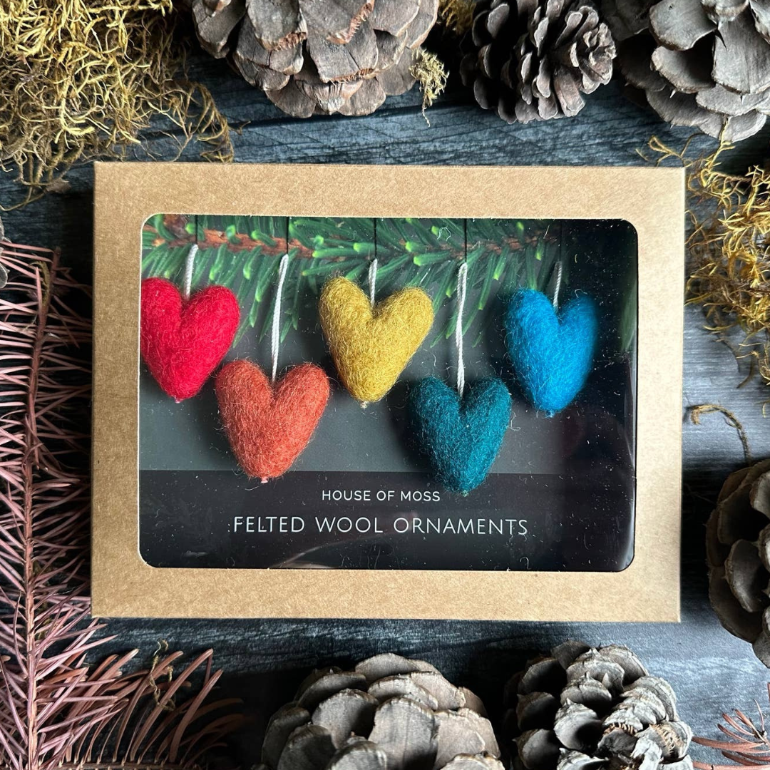 House of Moss: Felted Wool Heart Ornament Set