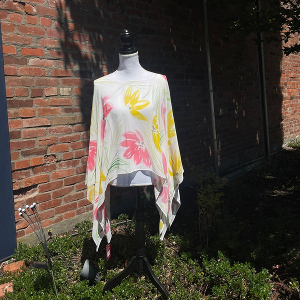 Poshaq Silks: Chiffon Poncho, Daisy