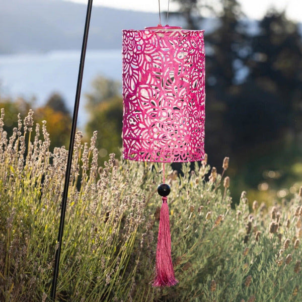 Allsop: Stella Tassel 28.5" Balloon Solar Lantern, Raspberry