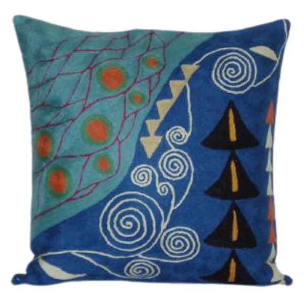 Natural Habitat: Chain Stitch Pillow, Klimt, Marine #1