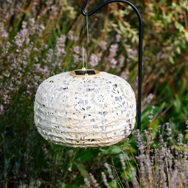 Allsop: Stella Square Sunflower 11" Solar Lantern, Pearl