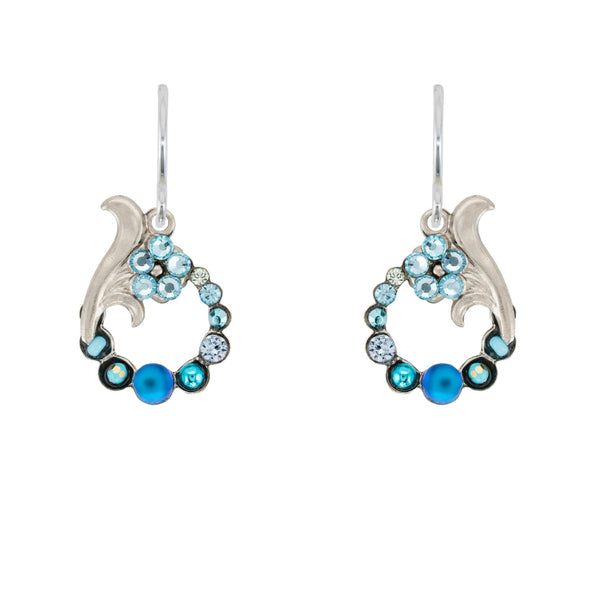 Firefly: Moonlight Hoop Flower Earrings (E687) light blue