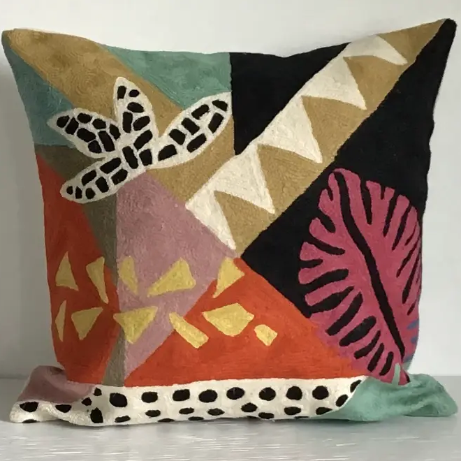 Natural Habitat: Chain Stitch Pillow, Matisse Leaves #5