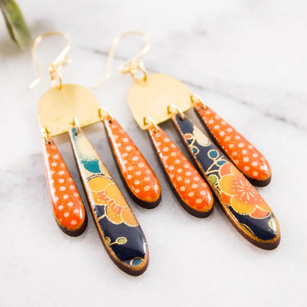 No Man's Land: Japanese Triple Raindrop Earrings