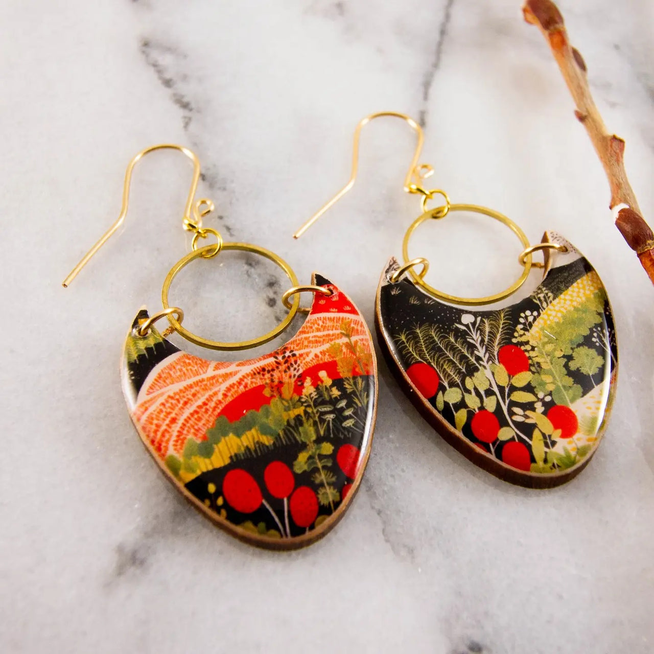 No Man's Land: Retro Farmland Brass Earrings