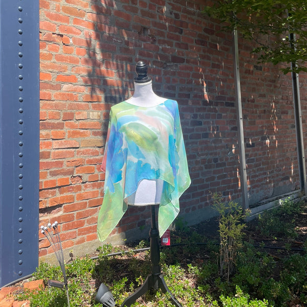 Poshaq Silks: Chiffon Poncho, Morning Glory
