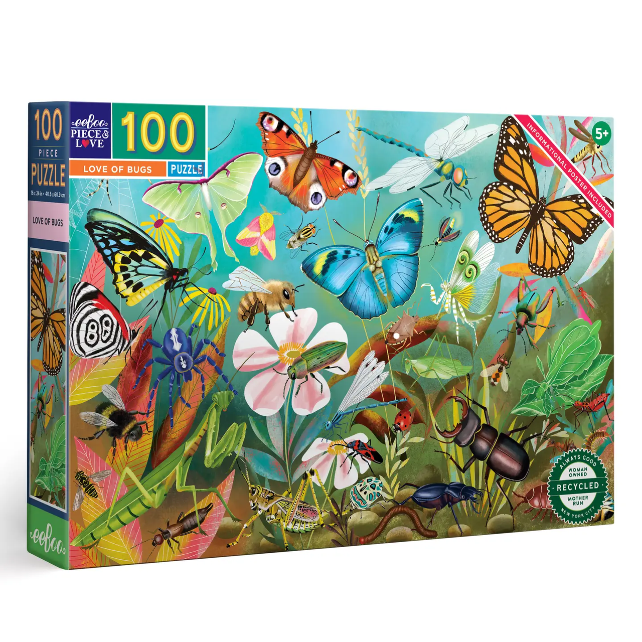 eeBoo: Love of Bugs 100pc puzzle