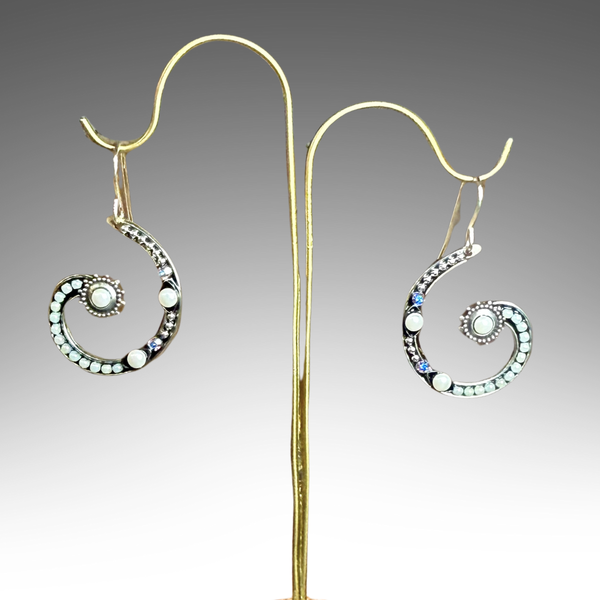 Firefly: Spiral Sunburst White Pearl Earrings (6782wht)