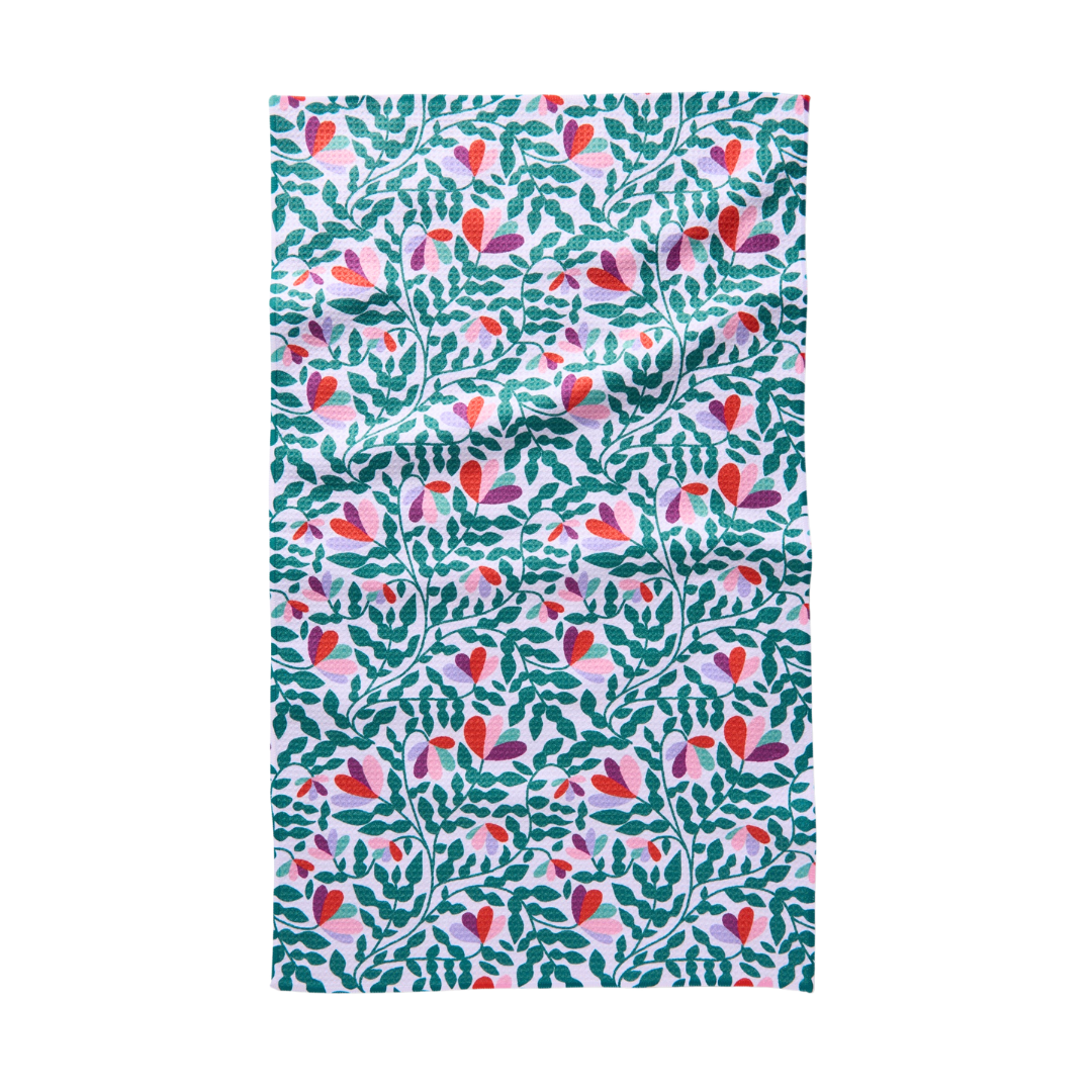 Geometry: Spring Wavy Leaves Tea Towel