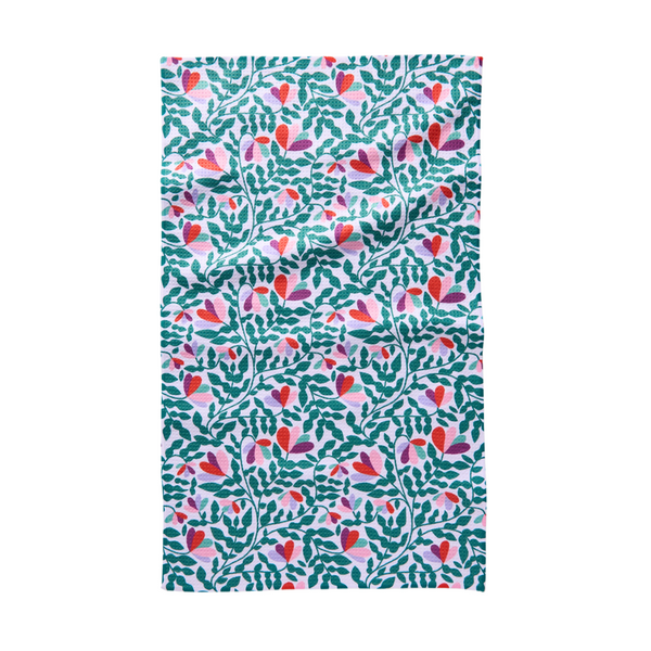 Geometry: Spring Wavy Leaves Tea Towel