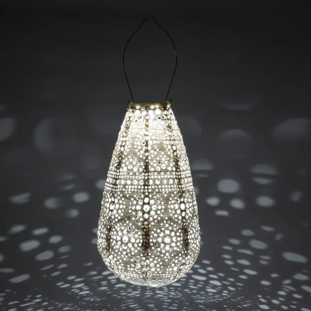 Allsop: Stella Blossom 14" Teardrop Solar Lantern Pearl