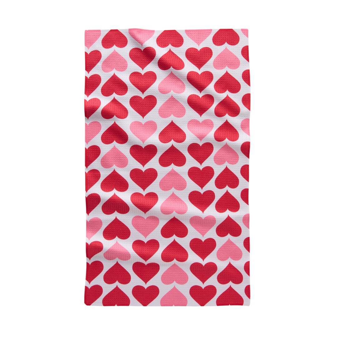 Geometry: Blushing Hearts Tea Towel