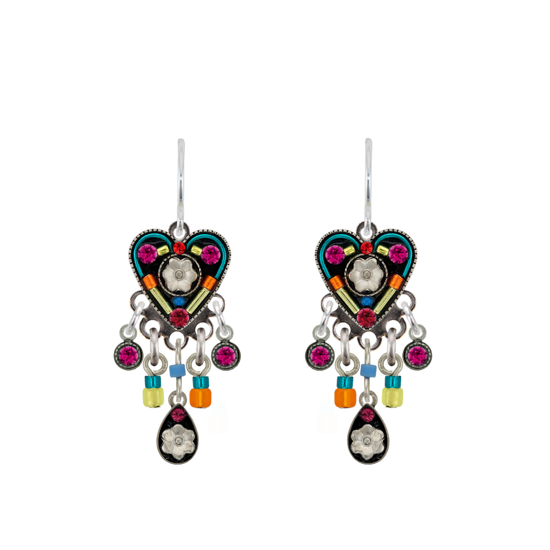 Firefly: Hearts & Flowers Dangle Earrings, multi (E460)