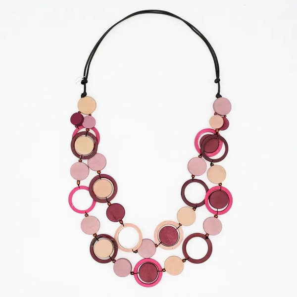 Sylca: Circle Cut-Out Necklace, Magenta