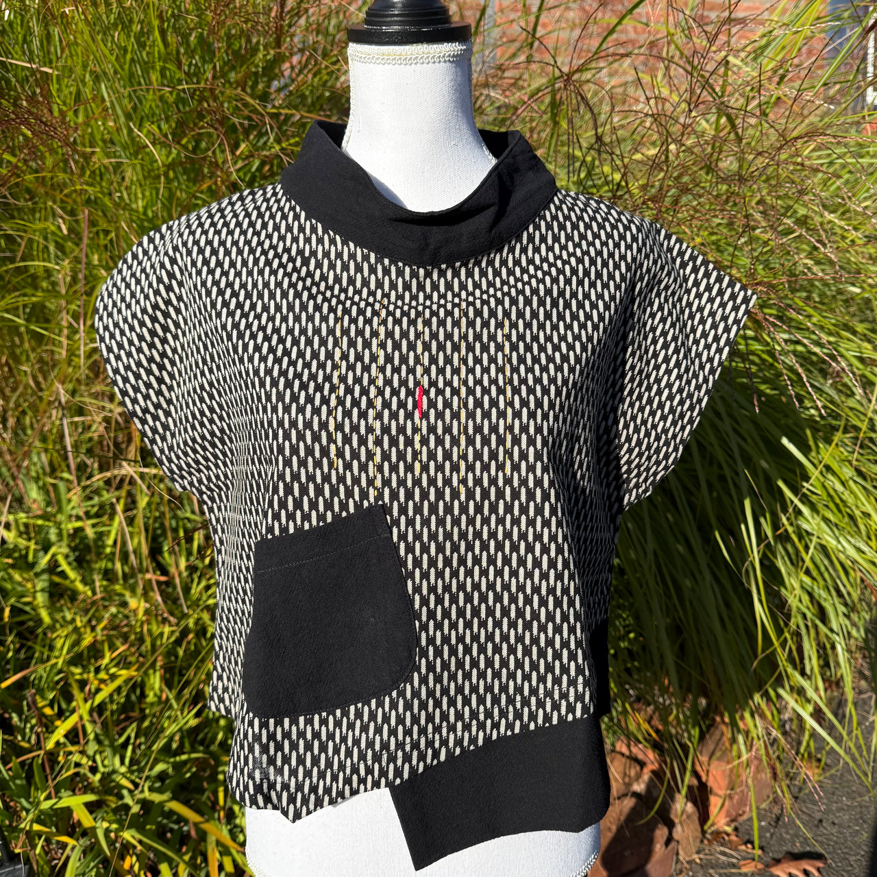 Yaza: Mock Neck Topper, Ikat