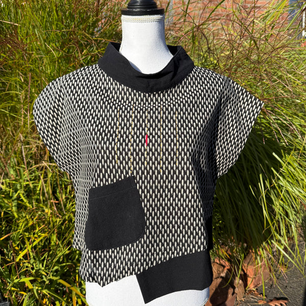 Yaza: Mock Neck Topper, Ikat