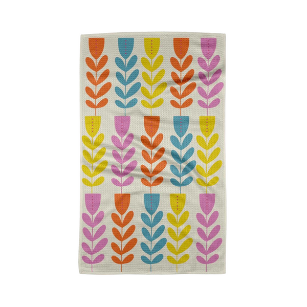 Geometry: Folk Art Tulips Tea Towel