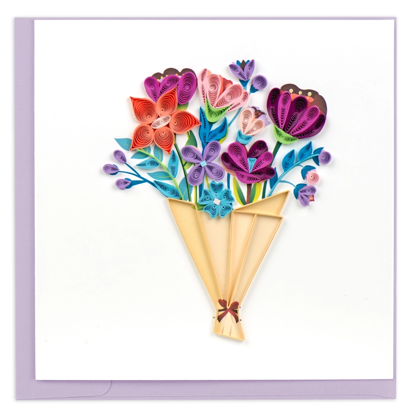 Quilling Card: Playful Flower Bouquet