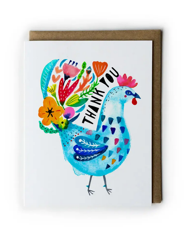 Honeyberry Studios: Blue Rooster Thank You Card
