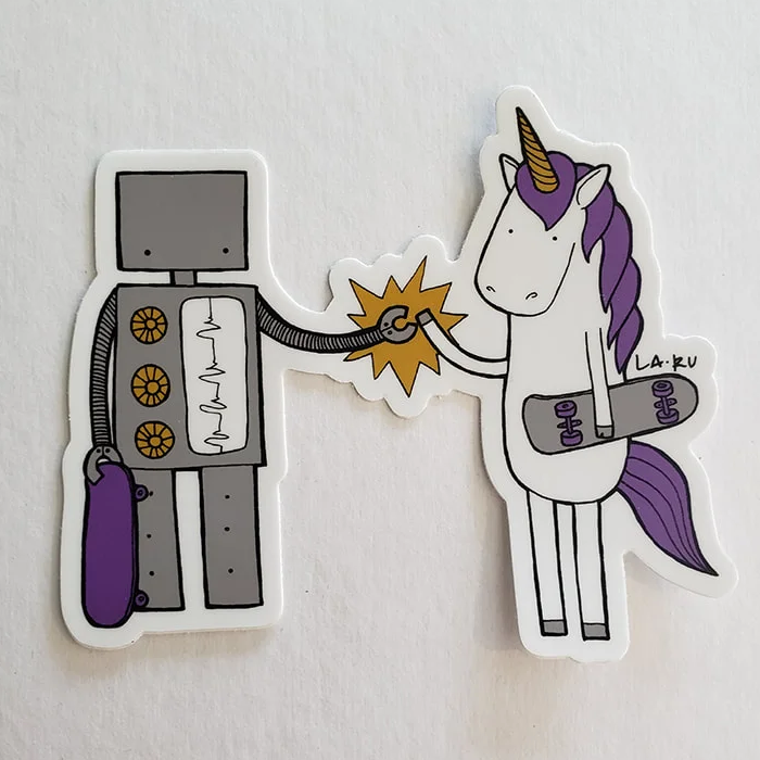 RobotvsSloth: Robot and Unicorn Sticker