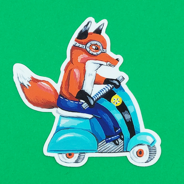Cary Lane: Fox on Scooter sticker