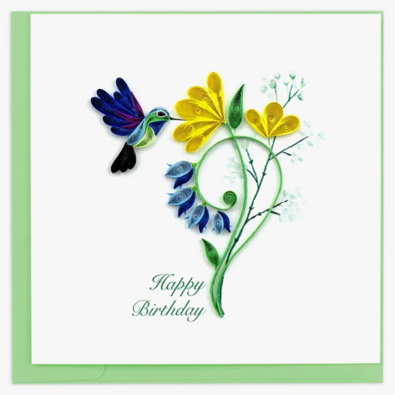 Quilling Card: Birthday Hummingbird