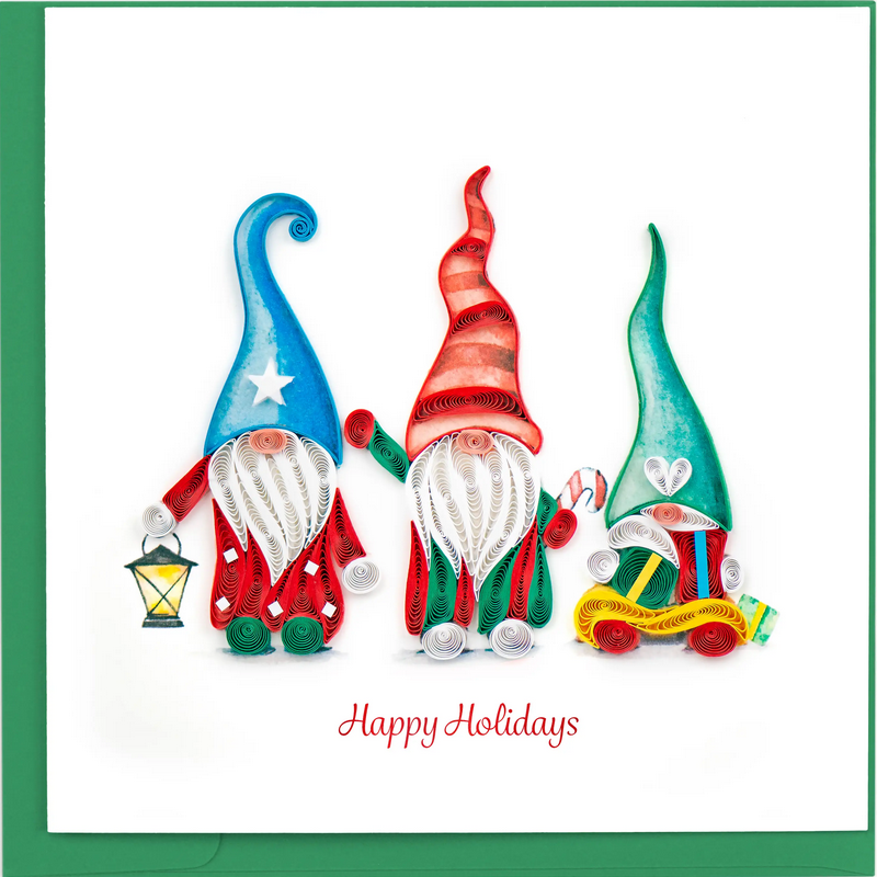 Quilling Card: Holiday Gnomes Card