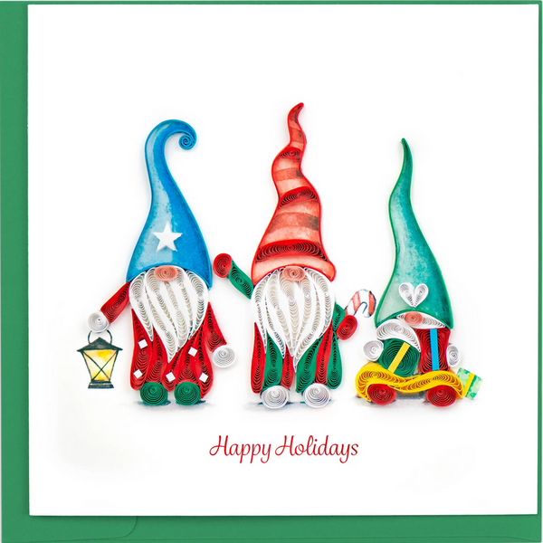 Quilling Card: Holiday Gnomes Card