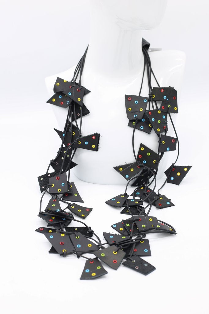 Jianhui London: Recycled Leather Irregular Shapes Necklace