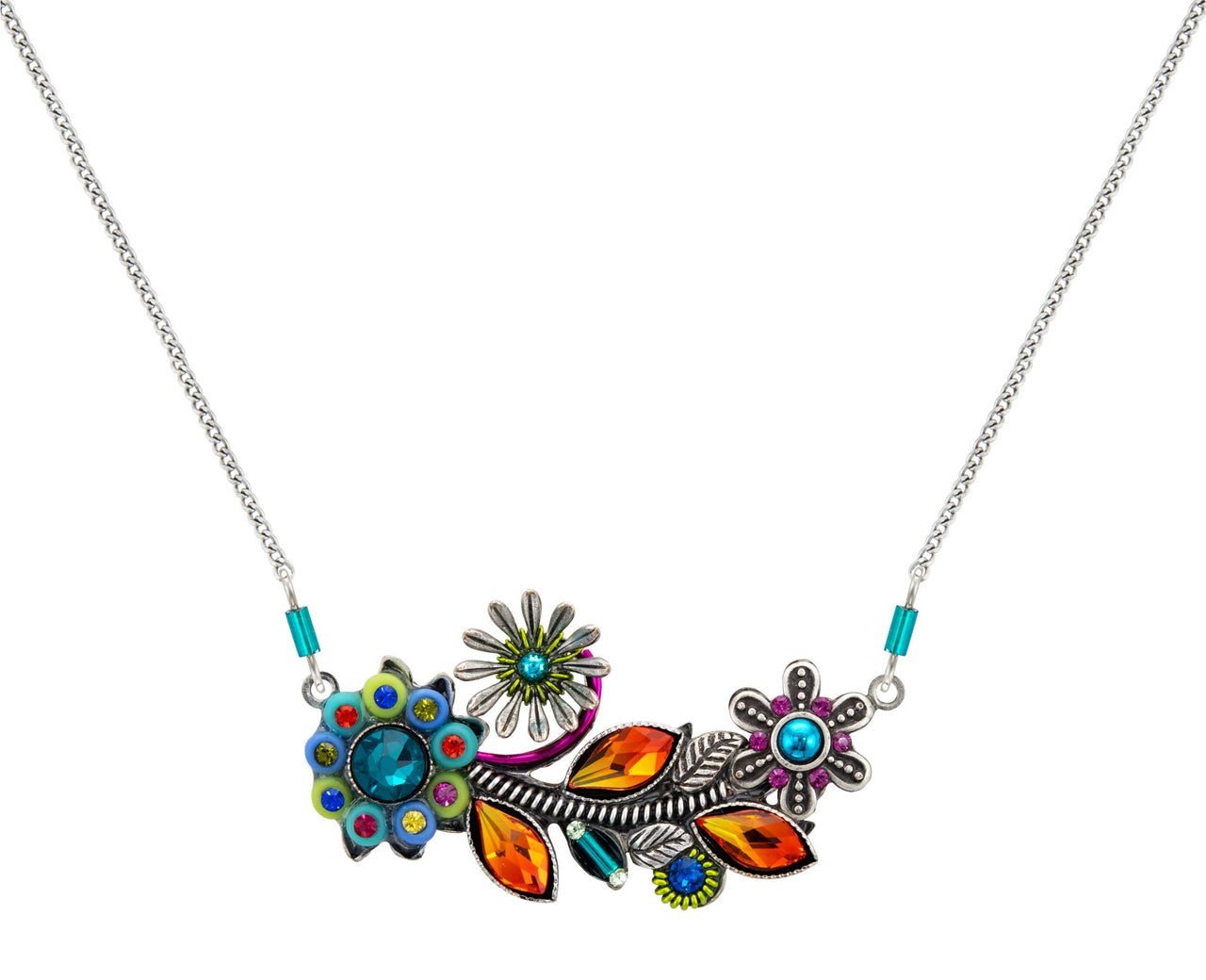 Firefly Mosaics: Botanical Collection, Multiple Flowers Necklace (8949)