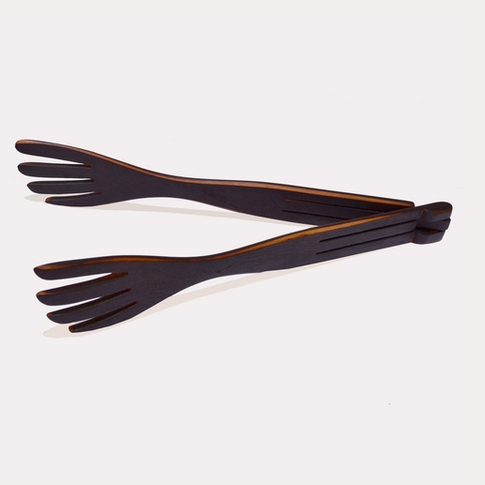 Jonathan's Spoons: Blackened Inside-Out Tongs with Fork, 12"