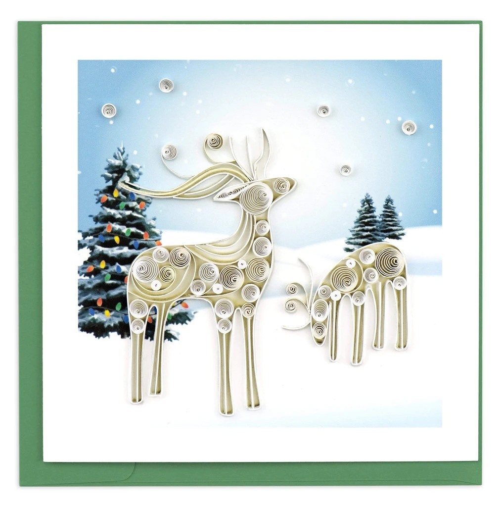 Quilling Card: Snowy Reindeers Card