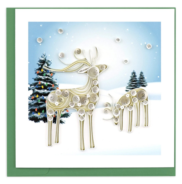 Quilling Card: Snowy Reindeers Card