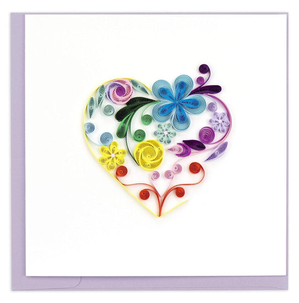 Quilling Card: Floral rainbow heart