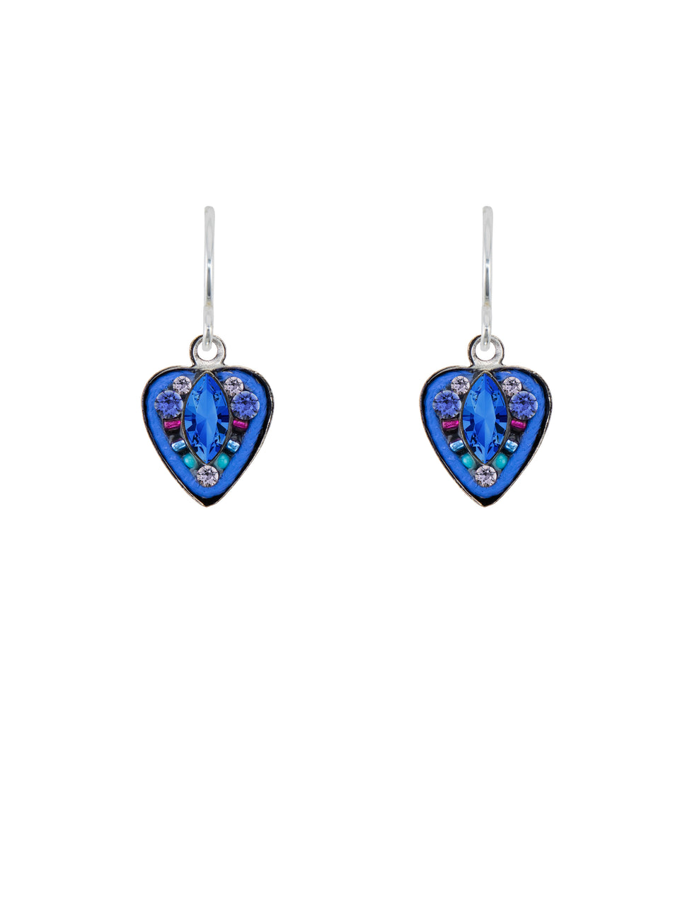 Firefly Mosaics: Heart and Marquis Stone Earrings in Sapphire